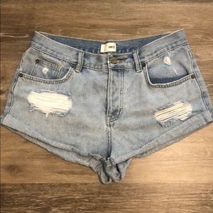Rolled Blue Jean Shorts